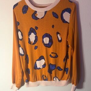 3.1 Phillip Lim x Target Sweater Women's S Orange Leopard Print Long Sleeve Top